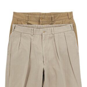BILLS KHAKIS Lot of 2 M1P Pleated Chino Pants 100% Cotton Size 38 Inseam 27.75"